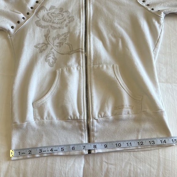 Hurley Full Zip Hoodie with Stud Details Off-White Jacket Size Small - Picture 9 of 12